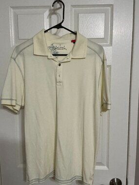 Tommy Bahama Men’s Large Cream Pima Cotton Polo Shirt